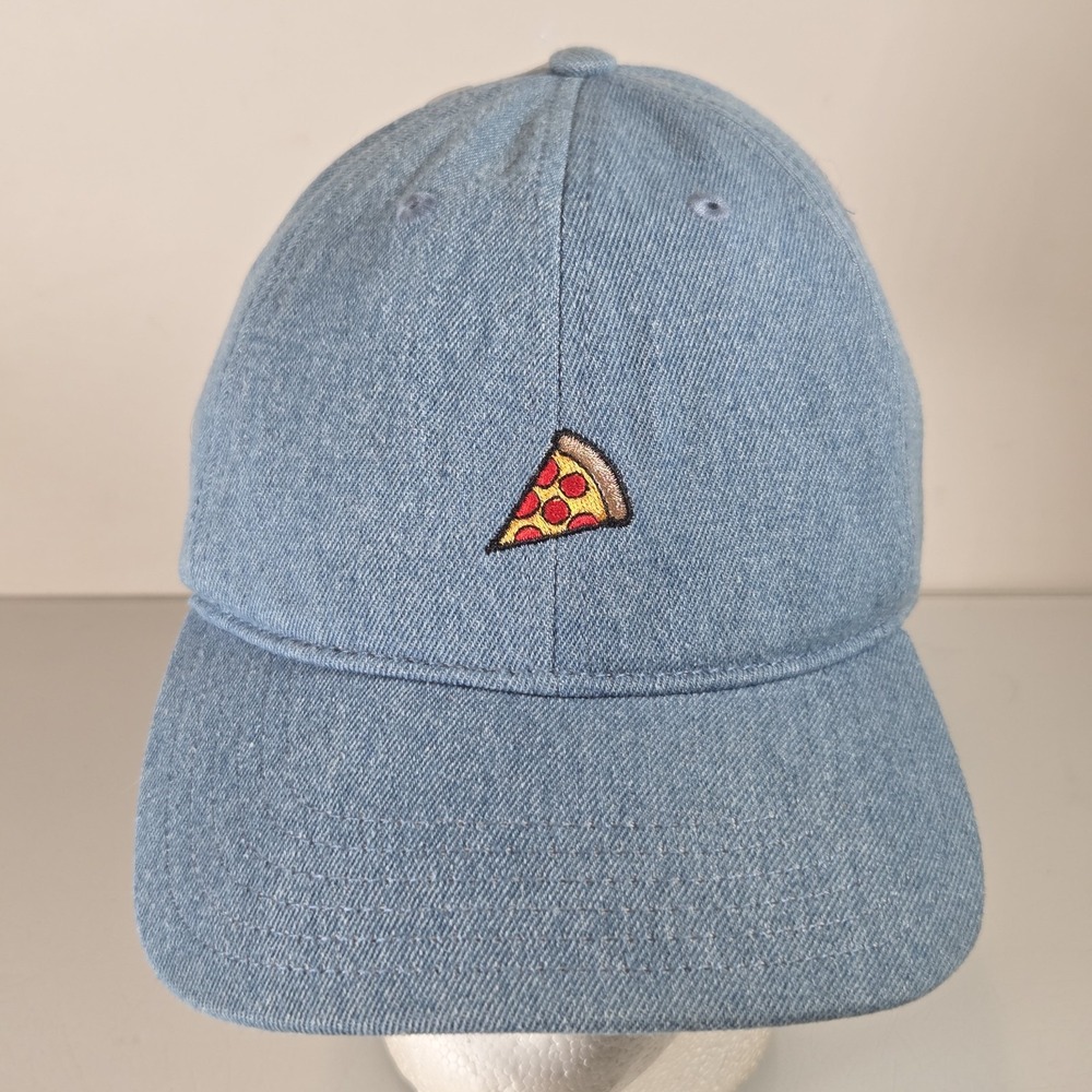 Unisex Adj Strapback Blue Denim Embroidered Pizza Slice Cap Hat Dad Cap - NWT